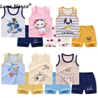 Детский комплект жилета От 6 месяцев до 6 лет, новинка, хлопковые летние шорты для мальчиков и девочек, одежда с круглым вырезом, мягкий костюм без рукавов из двух предметов, детская одежда