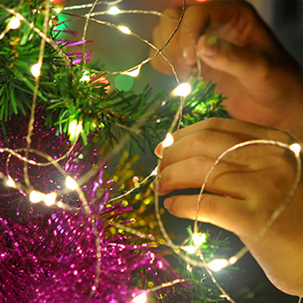 

Silver Wire LED String Lights 10m 5m LED Outdoor Party Xmas Christmas Fairy Light Starry Holiday Lighting + Adapter + Controller