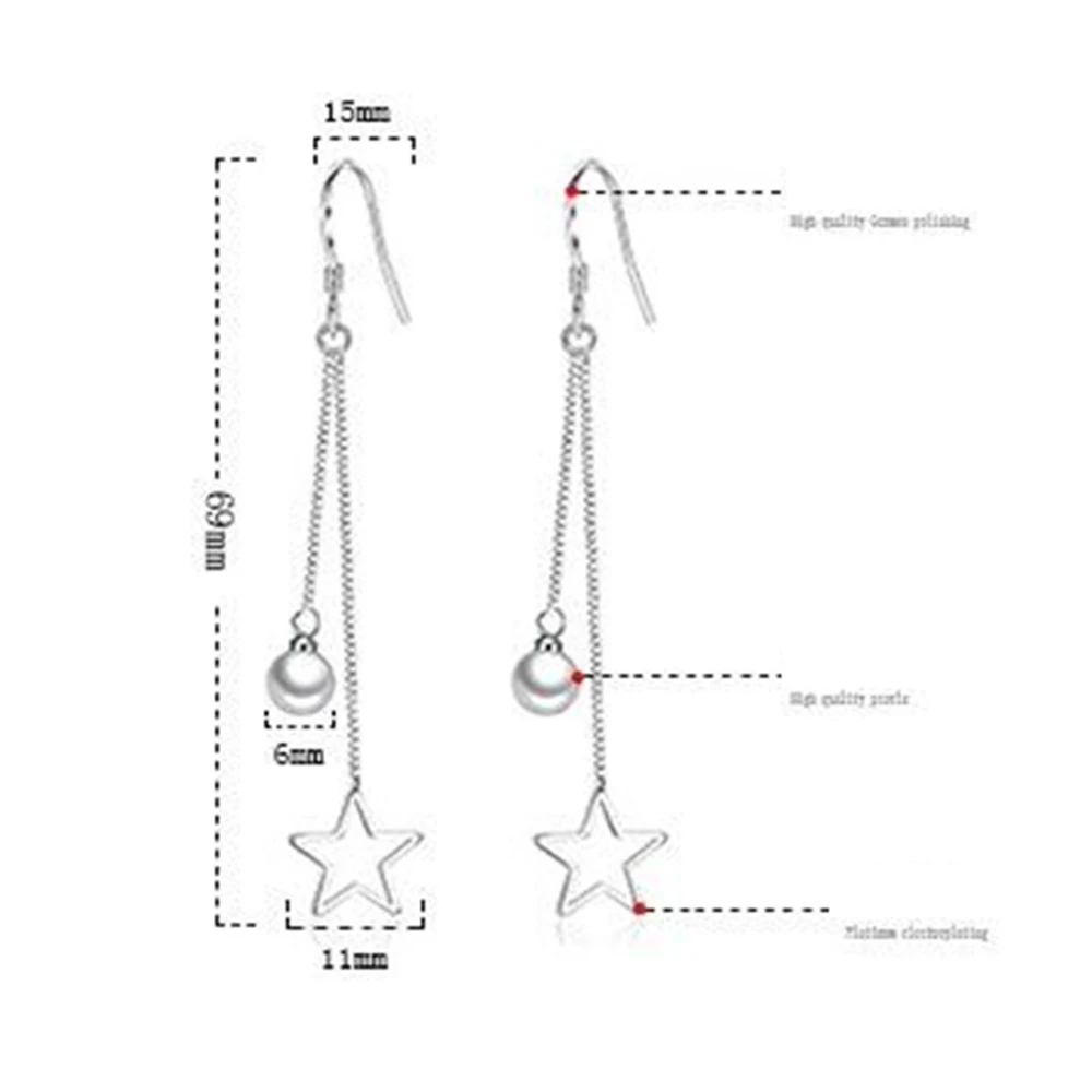 

925 Stamp Sterling Silver New Woman Earrings Decorated Tassel Pearl Silver Earrings Long Exaggerated Wild Ears Earrings