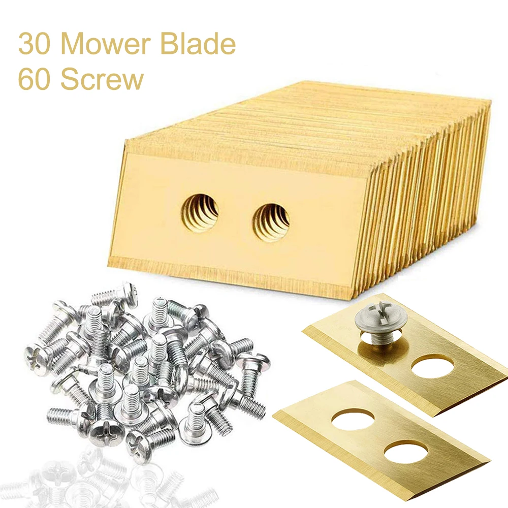 30pcs Lawn Robot Blade Plating Lawn Mover Replacement Blade For Worx Landroid Robot Mower Replacement Blade with 60 Screw