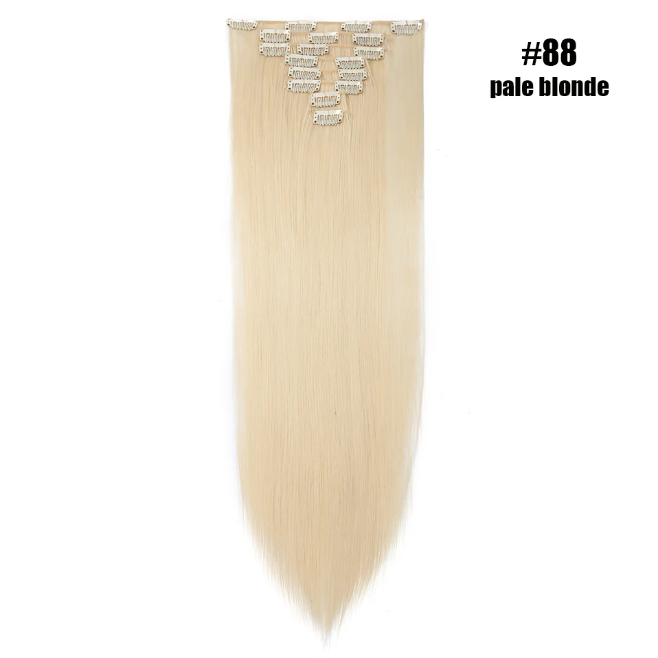 pale blonde S-noilite, 8 шт., накладные волосы на заколках, длинные прямые синтетические накладные волосы на заколках, натуральные шиньоны, искусственные волосы для женщин - Цвет: pale blonde