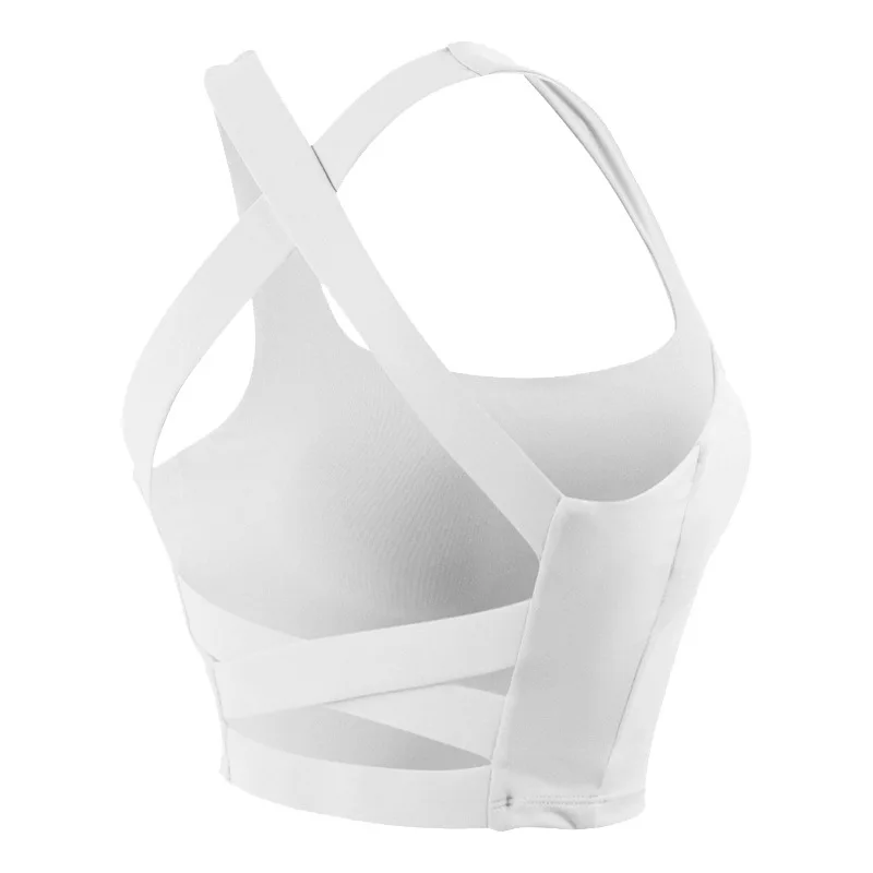 

Cross Beauty Back Sports Vest Sexy Running Fitness Yoga Underwear Women Push-up Bra Gym Solid Color Workout Crop Top Blouses
