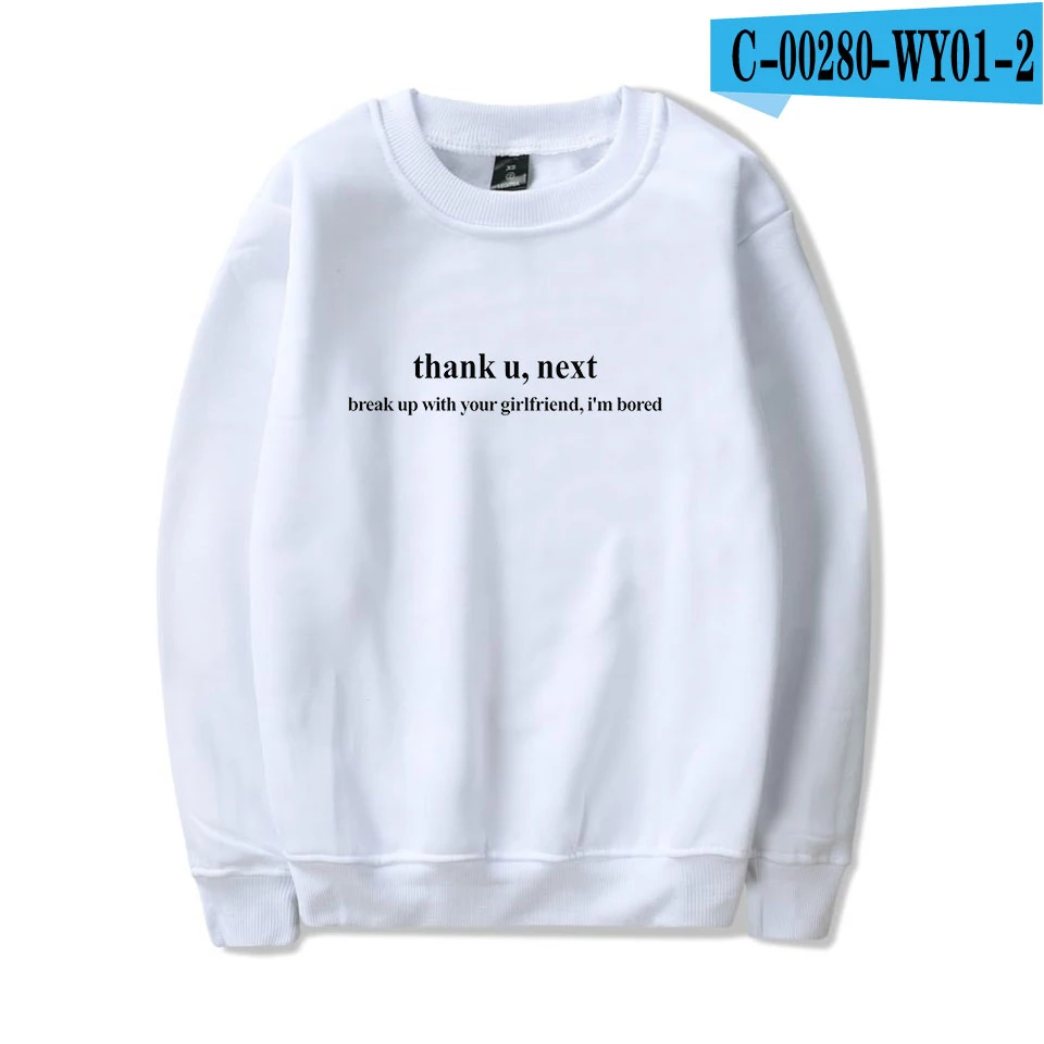 white Ariana Grande Thank U Next Толстовка с принтом, пуловер в стиле хип-хоп, Мужская/женская одежда большого размера - Цвет: white