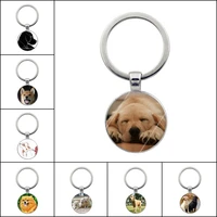 custom diy dog photo keychain cute dog glass cabochon keychain cute dog owner favorite key pendant souvenir gift