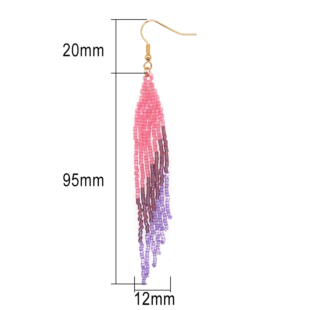 Богемные летние пляжные длинные серьги с кисточками для женщин бисер миюки