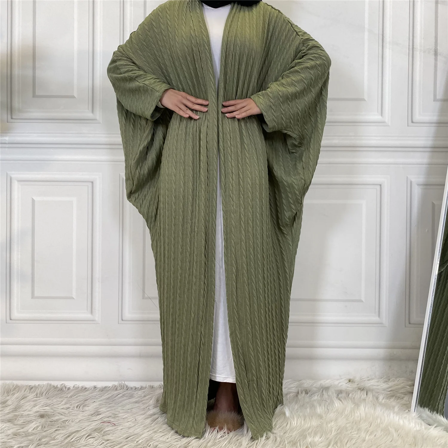 Женский длинный кардиган винтажный свитер в Корейском стиле хиджаб