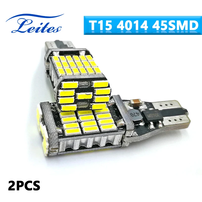 2 шт. 921 912 W16W T15 T10 45SMD чипсеты светодиодный Canbus Error Free лампы для резервного