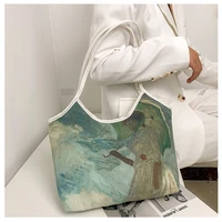 large capacity women handbag shoulder bags fashion cross body bag printed shopping bag canvas bag painting tote bag luxury bag