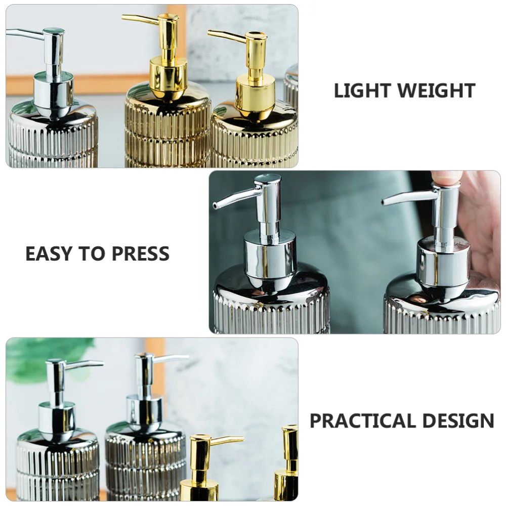 

1 Set of Bath Lotion Sub Bottles Ceramic Press Type Storage Bottles for Bathroom