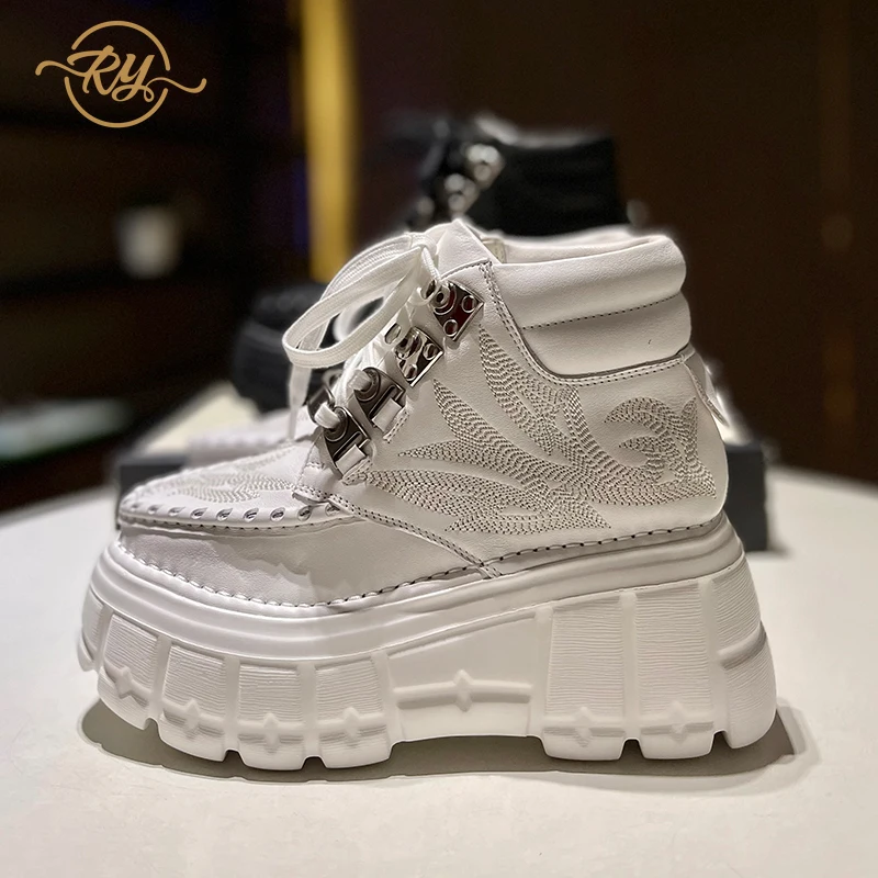 

RY-RELAA European women's shoes Genuine Leather shoes for women sneakers 2021 New autumn platform sneakers ins tide white shoes
