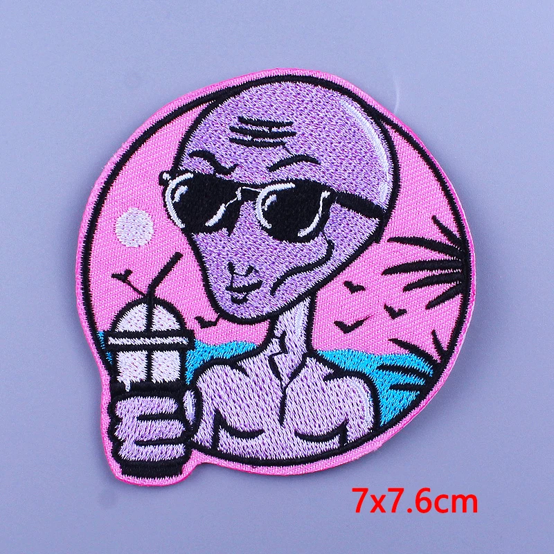 Нашивка Alien с НЛО полосатые вышитые нашивки в стиле панк на одежде термоклейкие