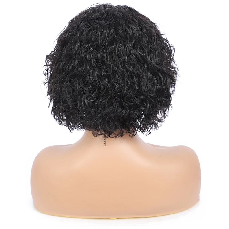 

Short Bob Human Hair Wigs With Side Part IJOY Black Color Full Machine Made Wig For Black Women Non Lace Wave Wigs 150% Density