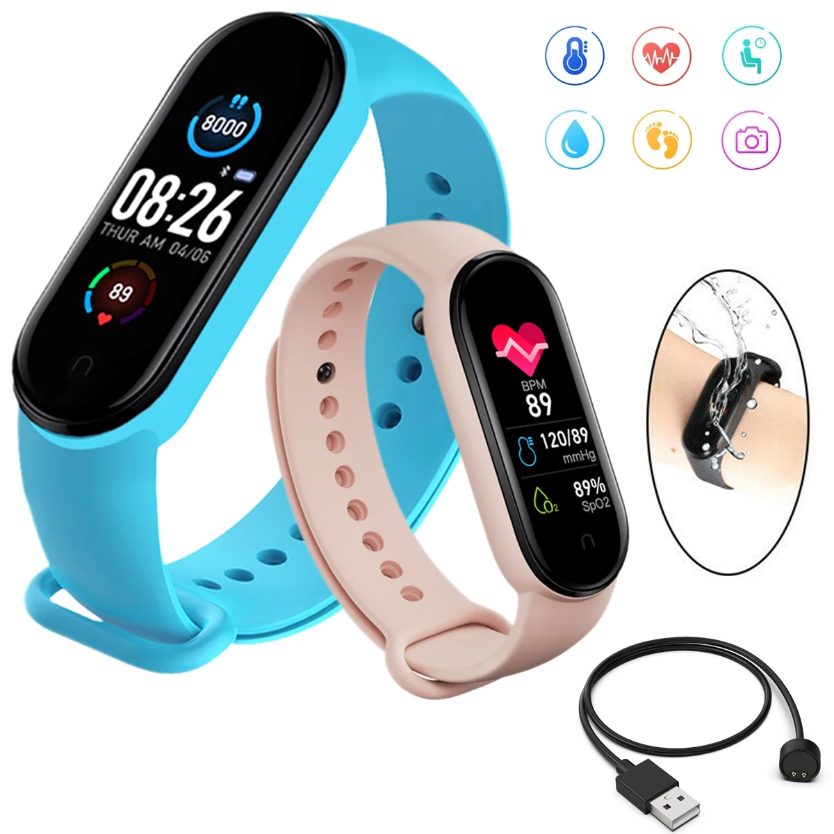 M5 Smart Watch For Men Women Android IOS Heart Rate Monitoring Camera Remote Sports Smartwatch Health Fitness Tracker