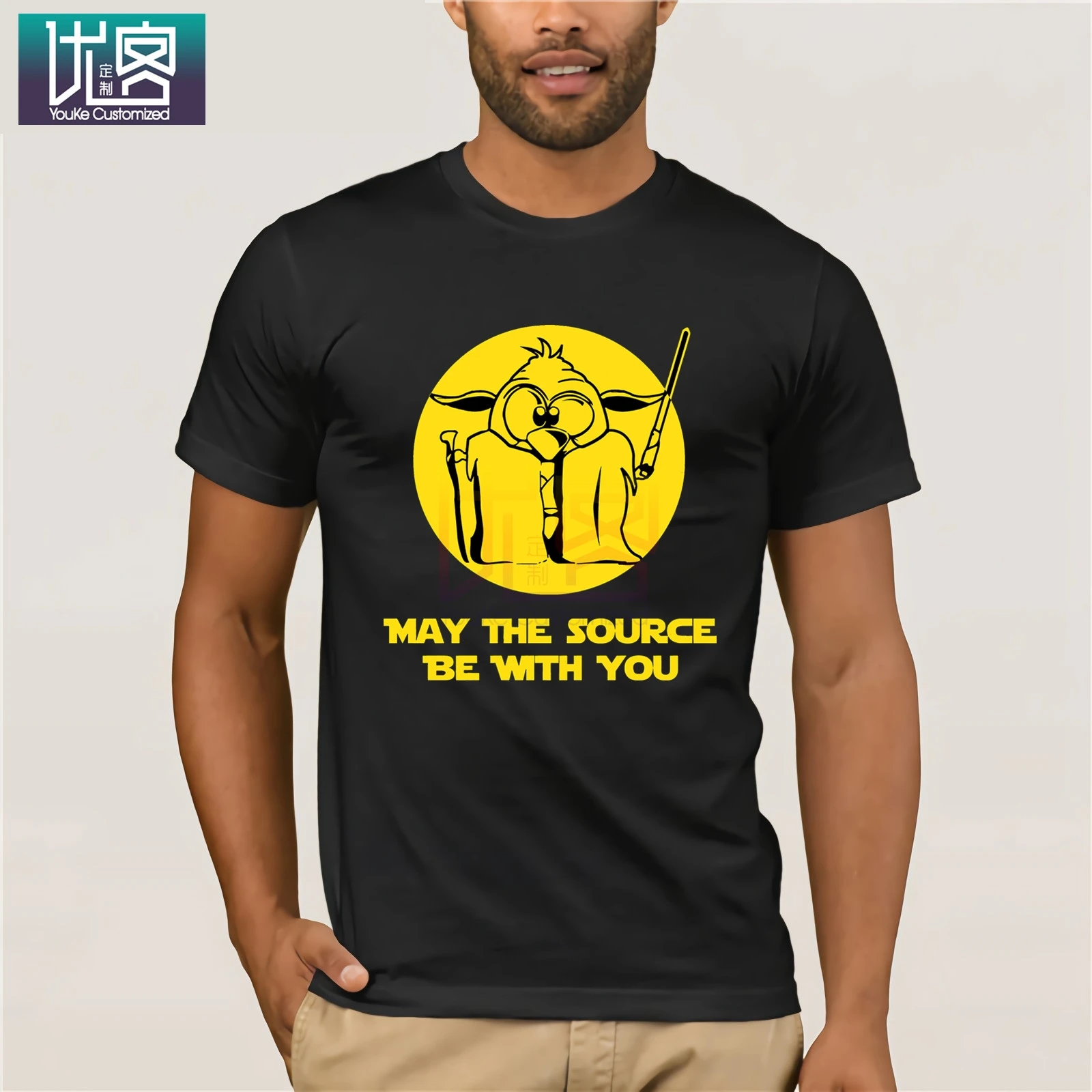 Футболка Linux Tux Penguin May The Source Be With You потрясающие уникальные хлопковые футболки с