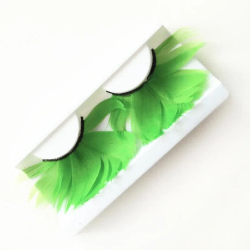 Green Bittb 2 пары Красочные накладные ресницы с перьями Преувеличение этап Длинные Накладные ресницы расширение Макияж инструменты для красоты - Цвет: Green