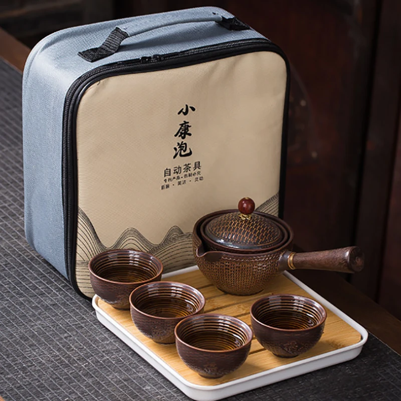 Классический фарфоровый дорожный чайный сервиз китайский Gongfu портативный с
