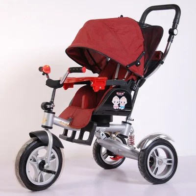 3 в 1 Детская трехколесная коляска велосипед можно сидеть детская бесступенчатое