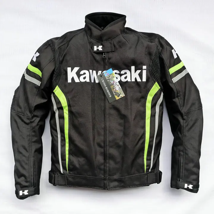 Новое поступление на мотоцикле Kawasaki Cross Racing спортивная куртка на открытом воздухе спортивный, из мягкой кожи, куртка с застежкой-молнией со съемной подкладкой