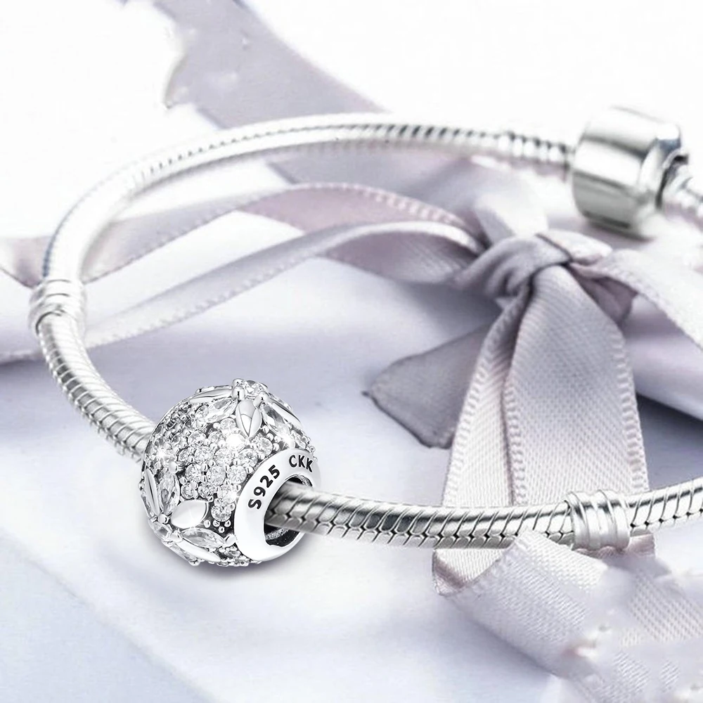 S925 оригинальный Стерлинговое Серебро кристаллизованные снежинки амулеты