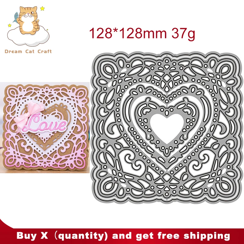 

Квадратные спутанные сердца рамка для скрапбукинга штампованные металлические штампы для рукоделия искусственное тиснение высечка ручно...