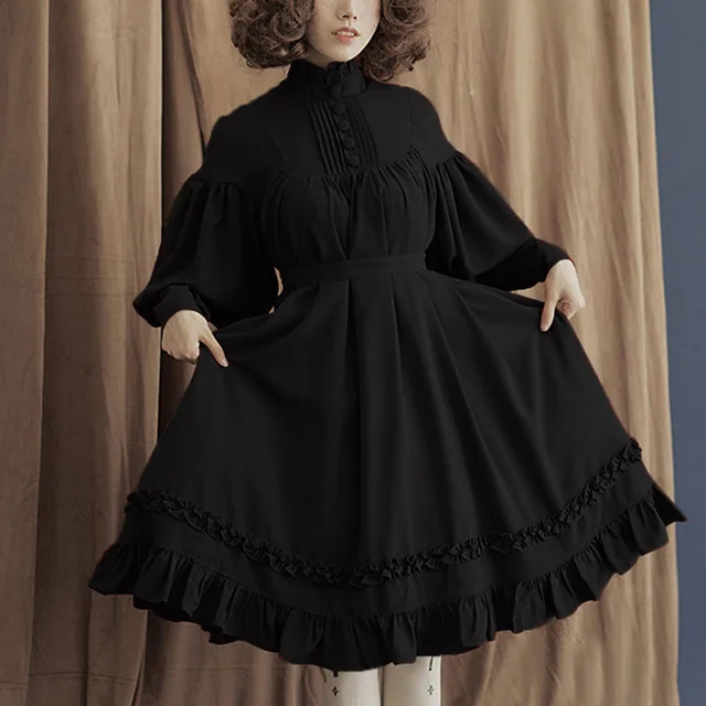 

Gothic Vintage Lolita Dress Women Japanese Style Palace Princess Dresses Lantern Sleeve Cute Party Dress Sweet Cosplay Costume