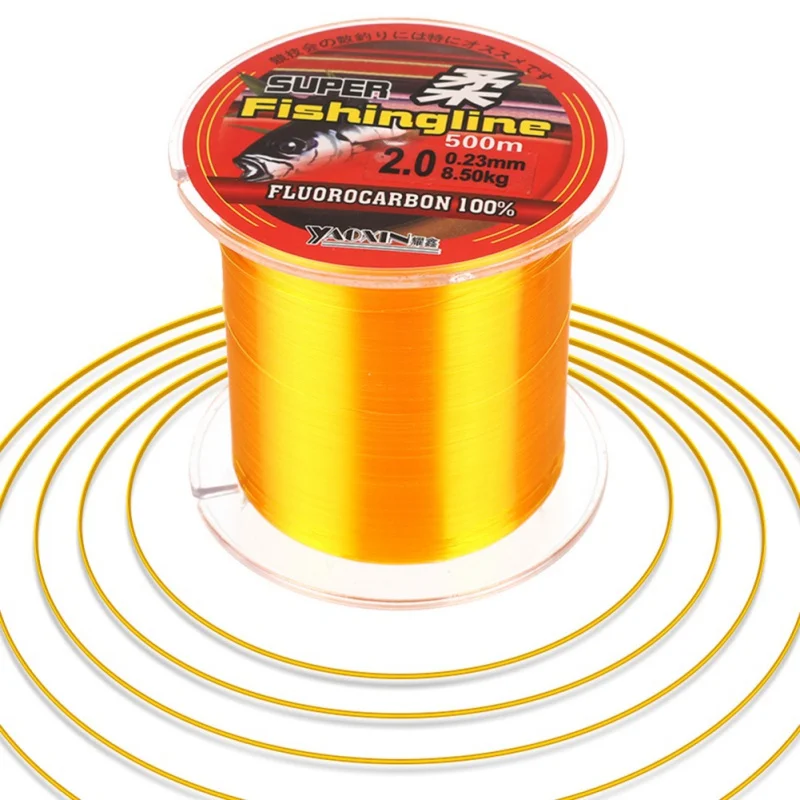 

500M Golden Nylon Fishing Line Fluorocarbon Coated Monofilament Fishing Leader Line Carp Fishing Wire Fishing Accessories Newest