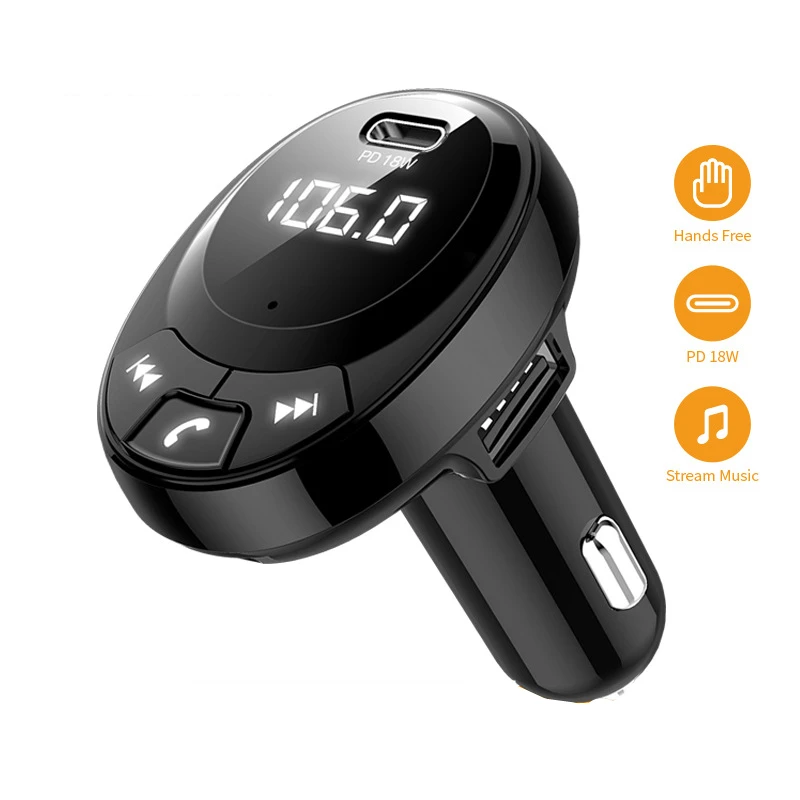 

Bluetooth 5.0 Car Kit Wireless FM Transmitter Handsfree Music Player USB Car Charger Accessory Manos Libres Coche Blutooh Para