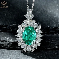 wuiha vintage solid 925 sterling silver oval 1216mm paraiba tourmaline created moissanite wedding pendant necklace fine jewelry