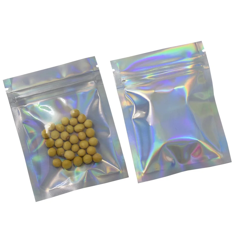 

100pcs/lot 7.5x10cm Aluminum Foil / Clear Reclosable Valve Zipper Plastic Laser Packing Pack Bag Zip Lock Bag Mylar Package