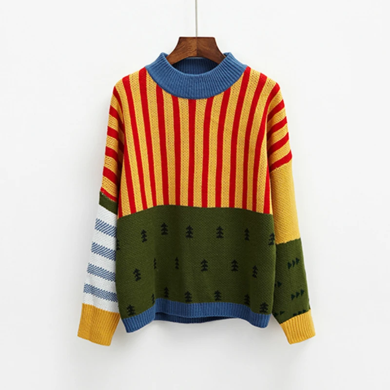 Свитер женский трикотажный свободный в стиле Харадзюку | Женская одежда