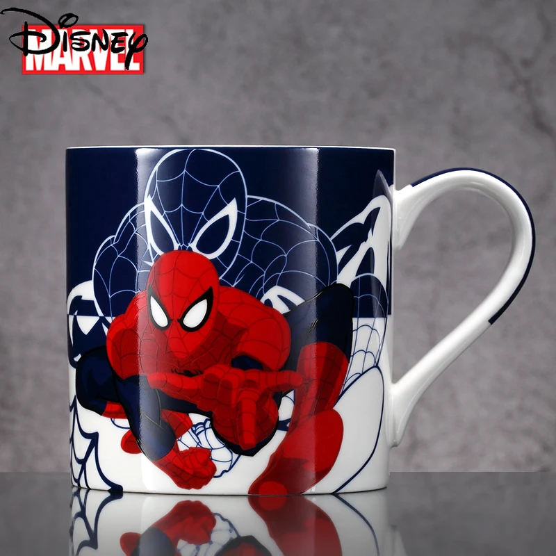 

Disney Fashion Ceramic Cute Cartoon Anime Marvel Spiderman Mug With Lid Spoon Coffee Cup Milk Cup Collection Cup