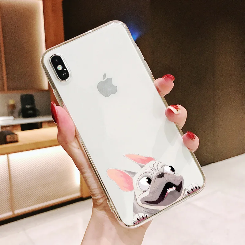 Чехол для телефона из мягкого ТПУ с изображением щенка мопса кролика кота