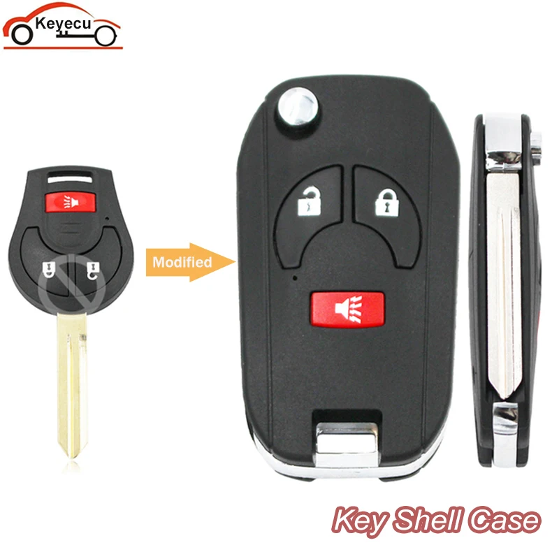 KEYECU 2 + 1 3 кнопочный модифицированный складной чехол-брелок для ключа NISSAN Cube Juke Rogue