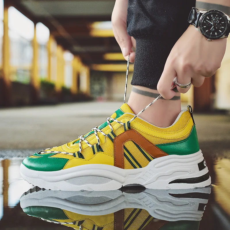 2019 Hot Style Men Sneakers Height Increasing Yellow Running Shoes Breathable Jogging Colors Sport Male Fitness Cool Shoe | Обувь