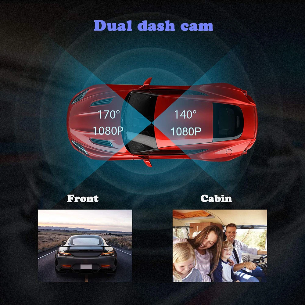 A10 Dual Camera Car Dash Cam DVR Registrator Full HD 1080P Video Recorder Front and Inside Cabin for Uber Taxi Driver |