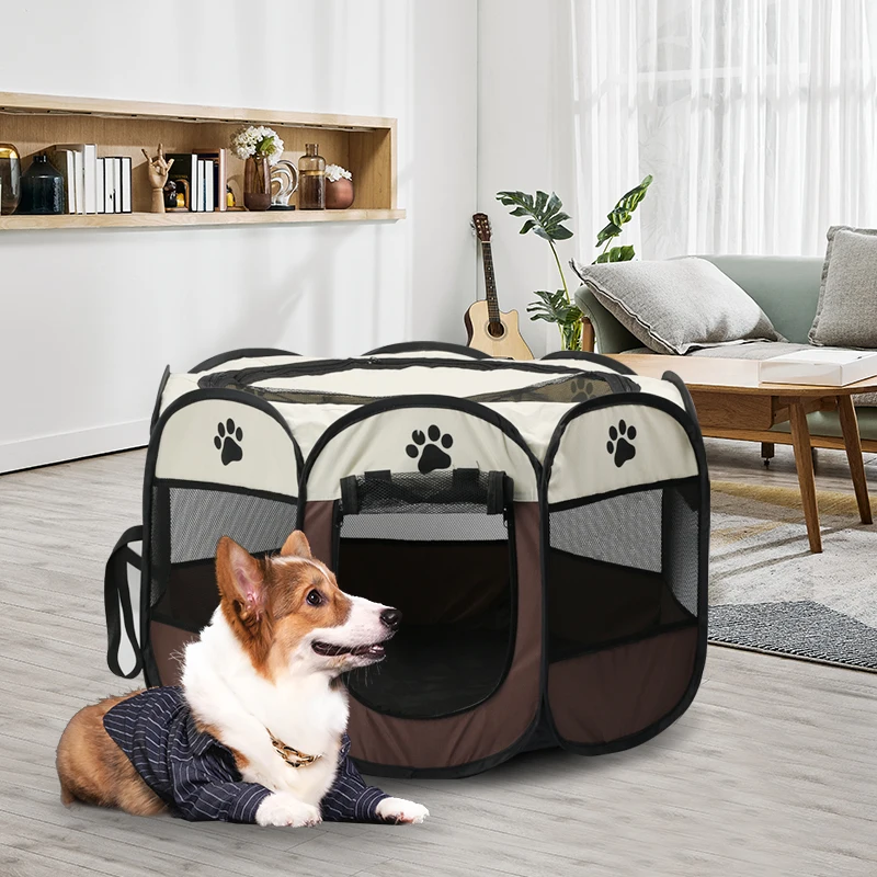 

Portable Pet Cage Folding Pet Tent Outdoor Dog House Octagon Cage For Cat Indoor Playpen Puppy Cats Kennel Easy Operation