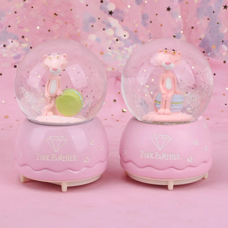 Креативный розовый Леопардовый Снежный шар хрустальный вращающаяся музыкальная