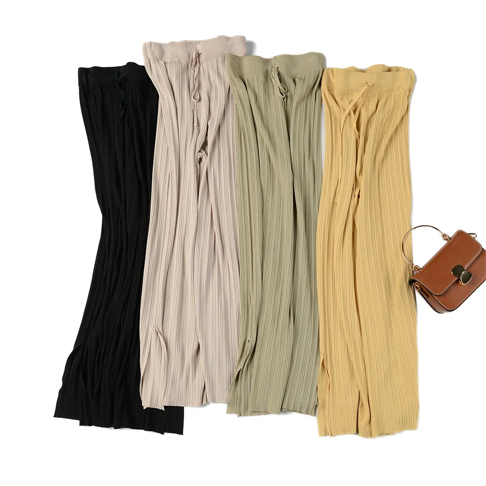 HLBCBG новые трикотажные брюки плиссированные крутые широкие женские летние