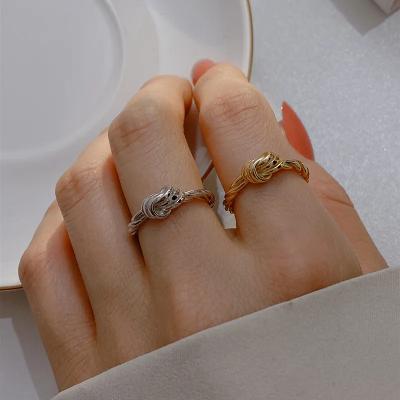 

Amaiyllis S925 Sterling Silver Simple Open Rings Fashion Wild Knot Personality Female Ring For Women Party Jewellry