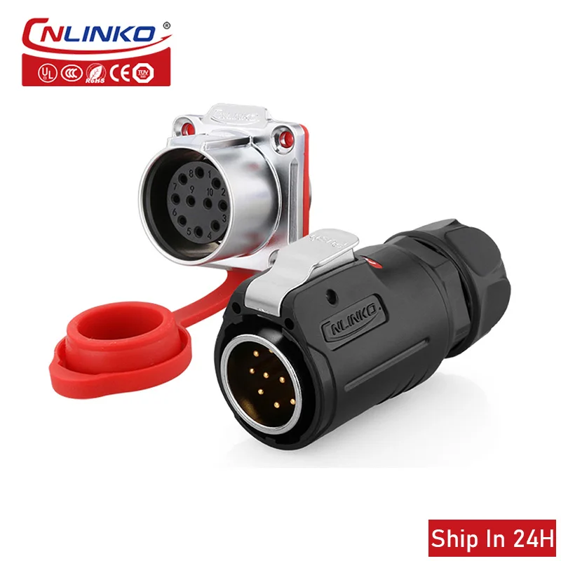 

Cnlinko LP24 plastic industrial aviation waterproof data connector 4PIN IP67 cable signal waterproof easy lock LED lamp adapter