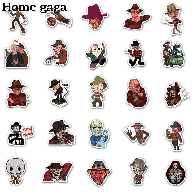

D2930 Homegaga 50pcs/set Horror Movie Character Ghost Freddy Krueger Scrapbooking Sticker Decal For for Guitar Laptop Sticker
