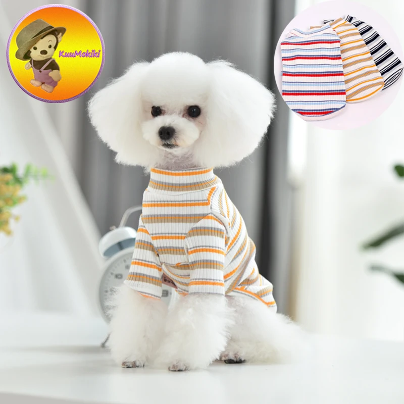 Зимний теплый свитер в полоску для собак свитера одежда щенков жилет Женская