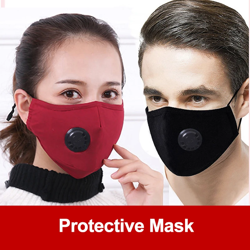Anti Pollution PM2.5 Flter Mouth Mask Dust Respirator Washable Reusable Masks Cotton Unisex Bacteria proof Flu Face Black | Безопасность