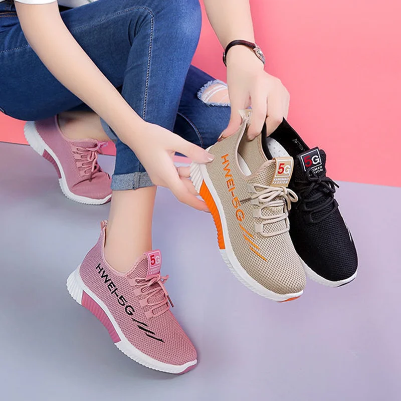 

Женские сетчатые кроссовки, дышащая женская обувь на плоской подошве, женская спортивная обувь со шнуровкой