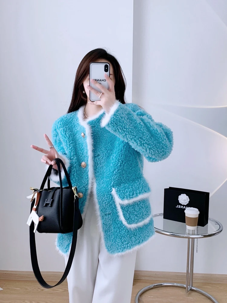 

Женское повседневное меховое пальто, куртка из натуральной овечьей шерсти на осень и зиму, 2022