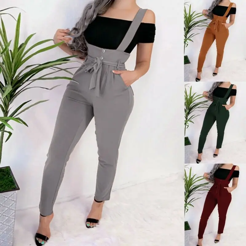 Женский Осенний комбинезон без рукавов повседневные брюки штаны модные