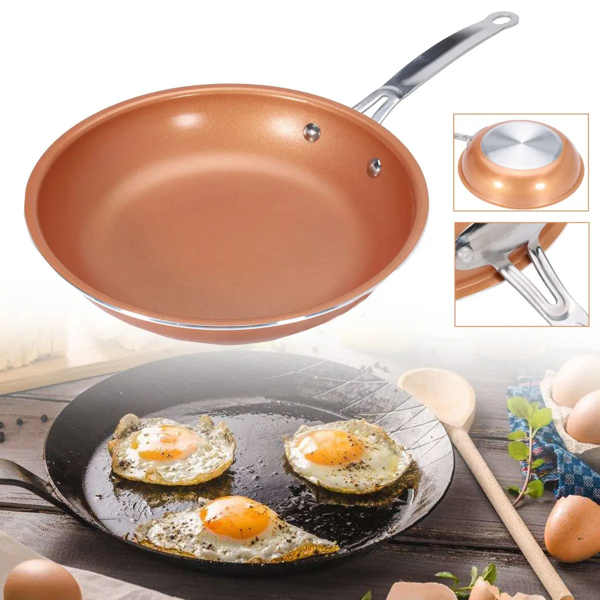 

Non-stick Skillet Pan Ceramic Coating Induction Skillet Frying Pan Saucepan Oven Dishwasher Safe Cooking Pan Kitchen Cooker 24cm