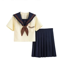 school girl uniform japanese class navy sailor school uniforms students clothes for girls anime cos sailor navy suit beige