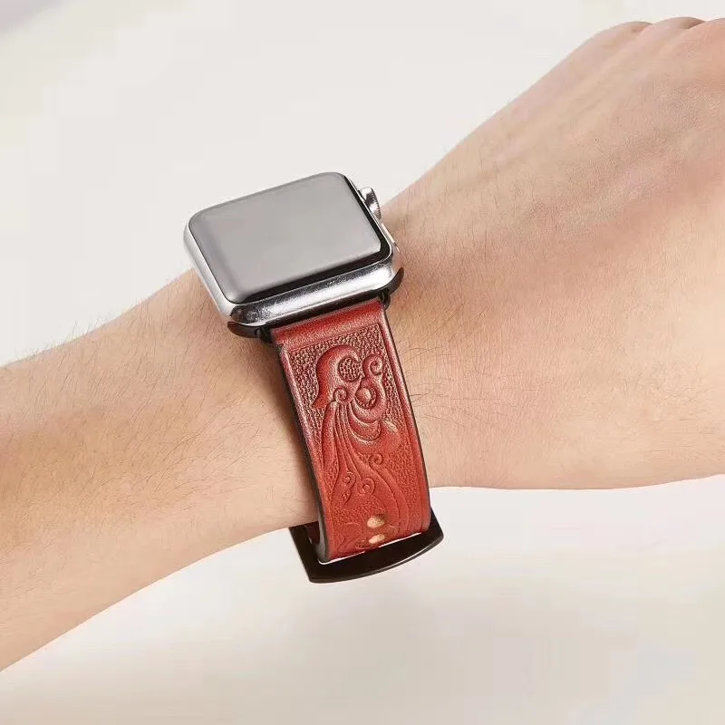 Настоящие древние роскошные кожаные часы ремешок для Apple Watch 5 4 3 2 1 Ремешок Браслет 38 мм 42 мм 40 мм 44 мм