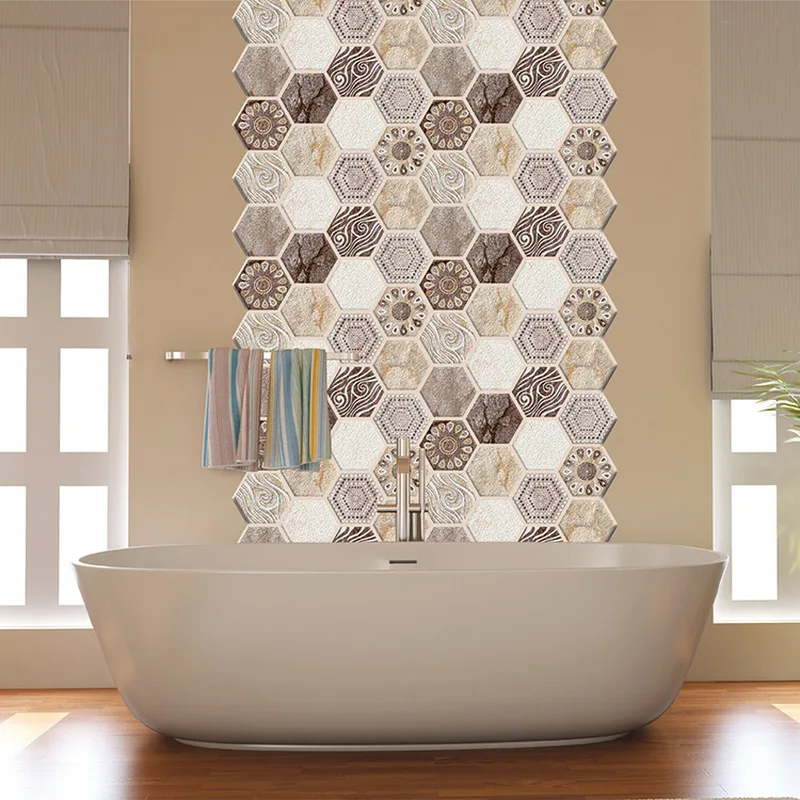 3D шестиугольные обои самоклеящиеся ПВХ водонепроницаемые маслостойкие для